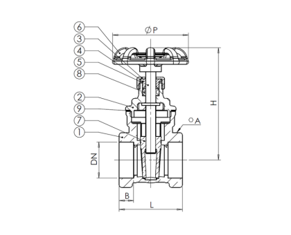 Задвижка клиновая латунь V1141 Ду 20 Ру16 ВР маховик Tecofi V1141-0020