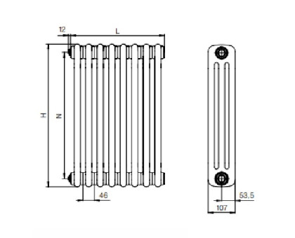 Стальной трубчатый радиатор RIFAR TUBOG TUB 3057-16-AN (Антрацит)