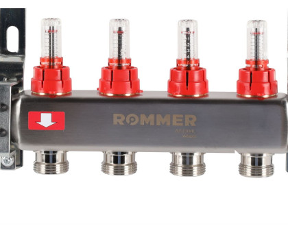 ROMMER RMS-1200-000004 ROMMER Коллектор из нержавеющей стали с расходомерами 4 вых.