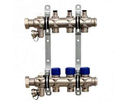Коллекторная группа ELSEN, 1", 10 контуров, размер отвода-3/4", с вентилями, нержавеющая сталь