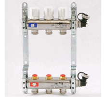 Коллекторная группа из нержавеющей стали с регулировочными и термостатическими вентилями UNI-FITT 1"x3/4"ЕК 3 выхода