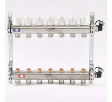 Коллекторная группа из нержавеющей стали с регулировочными и термостатическими вентилями UNI-FITT 1"x3/4"ЕК 7 выходов