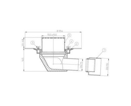 Кровельная воронка Hutterer & Lechner для эксплуатируемой кровли с гор. выпуском, DN 70/100 (Россия)