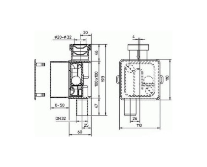 Встроенный сифон Hutterer & Lechner для сброса дренажа от кондиционеров, DN 32 (Россия)