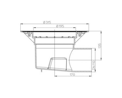 Корпус Hutterer & Lechner Perfekt трапа из ПП горизонтальный выпуск, DN 110 (Россия)