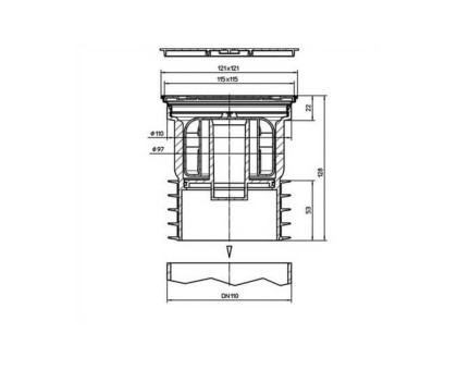 Трап Hutterer & Lechner с решеткой Клик-Клак, с "сухим" сифоном, вертикал, DN 110
