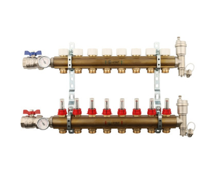 Распределительный коллектор Stout из латуни с расходомерами 8 вых. (SMB-0473-000008)