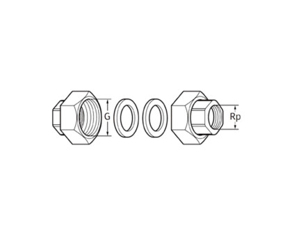 Детали присоединительные чугун Ду25 G 1 1/2"xRp 1" ВР (комплект) для циркуляционных насосов Wilo 112046890